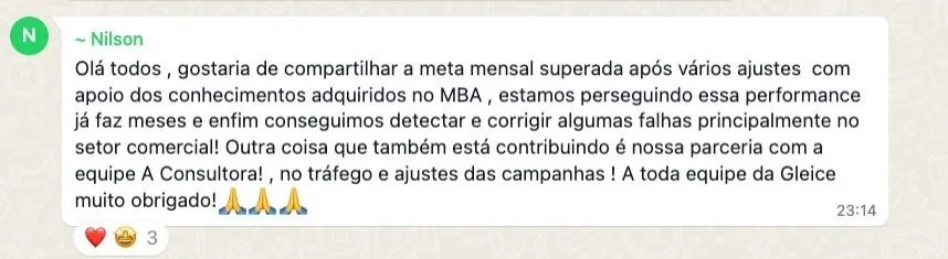 Depoimento Nilson: Meta mensal superada após vários ajustes com apoio dos conhecimentos adquiridos no MBA
